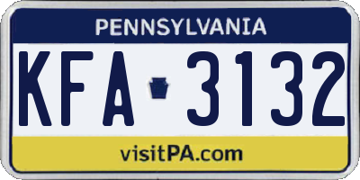 PA license plate KFA3132