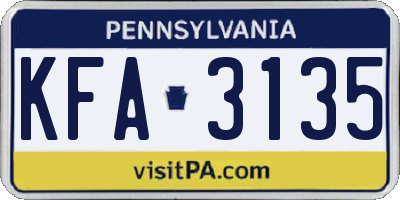 PA license plate KFA3135