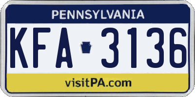 PA license plate KFA3136