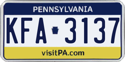 PA license plate KFA3137