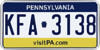PA license plate KFA3138