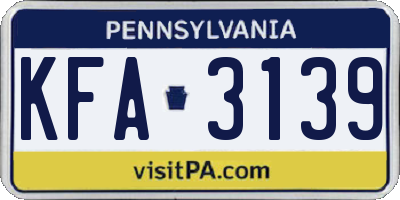 PA license plate KFA3139
