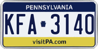 PA license plate KFA3140