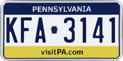 PA license plate KFA3141