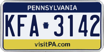 PA license plate KFA3142