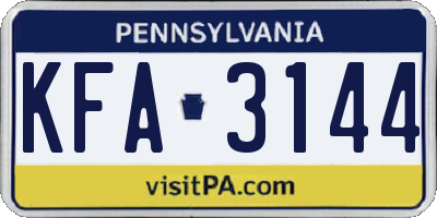 PA license plate KFA3144