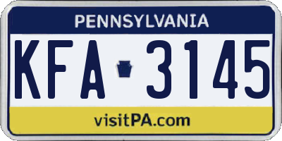 PA license plate KFA3145