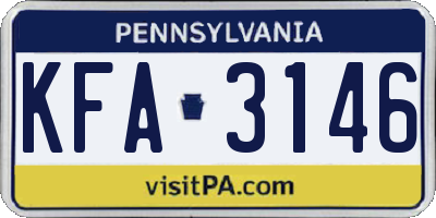 PA license plate KFA3146