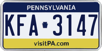PA license plate KFA3147
