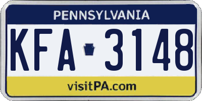 PA license plate KFA3148