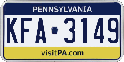 PA license plate KFA3149