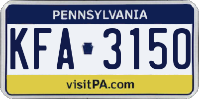 PA license plate KFA3150