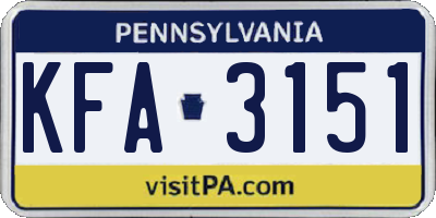 PA license plate KFA3151
