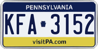 PA license plate KFA3152