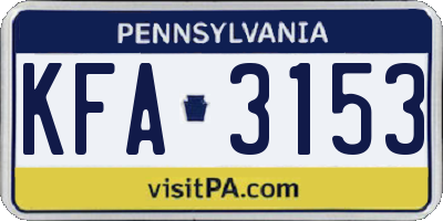 PA license plate KFA3153