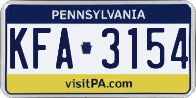 PA license plate KFA3154