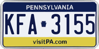 PA license plate KFA3155