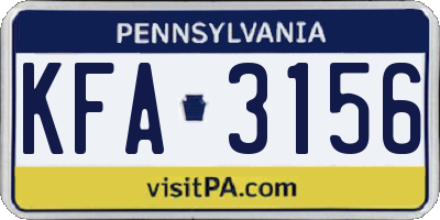 PA license plate KFA3156