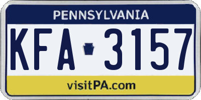 PA license plate KFA3157