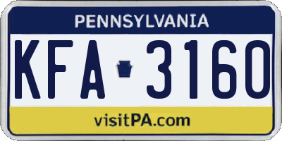 PA license plate KFA3160
