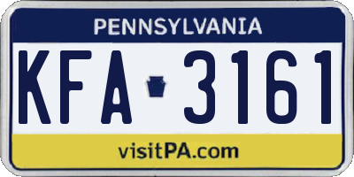 PA license plate KFA3161