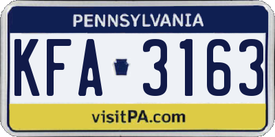 PA license plate KFA3163