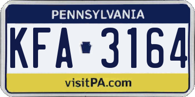 PA license plate KFA3164