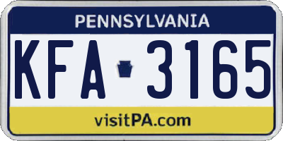 PA license plate KFA3165