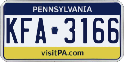 PA license plate KFA3166