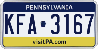 PA license plate KFA3167