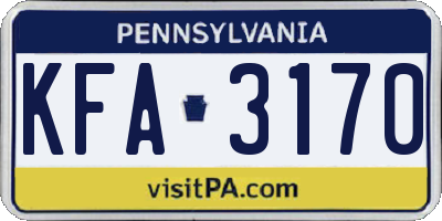 PA license plate KFA3170