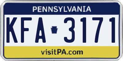 PA license plate KFA3171