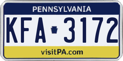 PA license plate KFA3172
