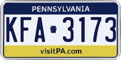 PA license plate KFA3173