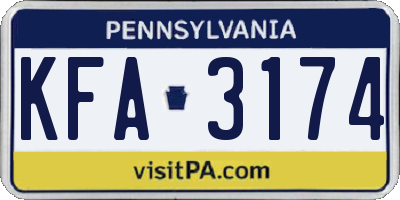 PA license plate KFA3174