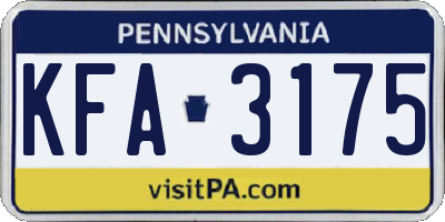 PA license plate KFA3175