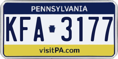 PA license plate KFA3177