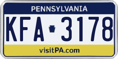 PA license plate KFA3178