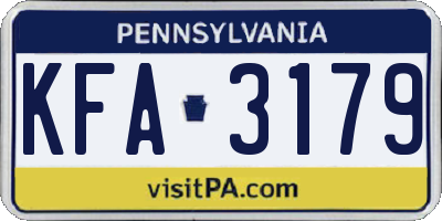 PA license plate KFA3179
