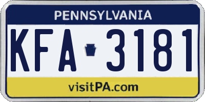 PA license plate KFA3181