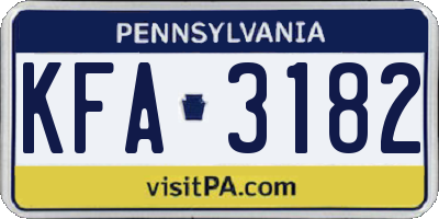 PA license plate KFA3182