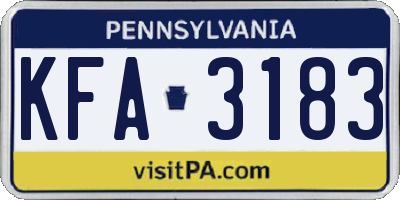 PA license plate KFA3183