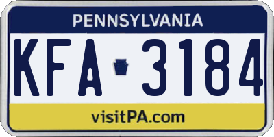 PA license plate KFA3184