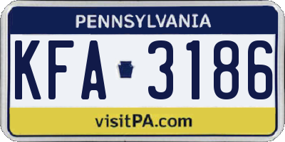 PA license plate KFA3186
