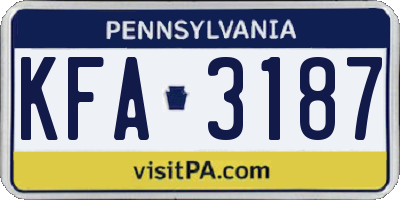 PA license plate KFA3187