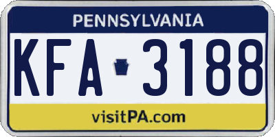 PA license plate KFA3188