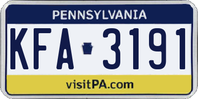 PA license plate KFA3191