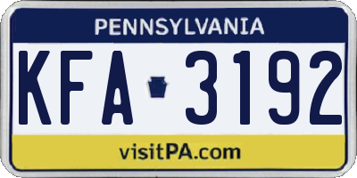PA license plate KFA3192
