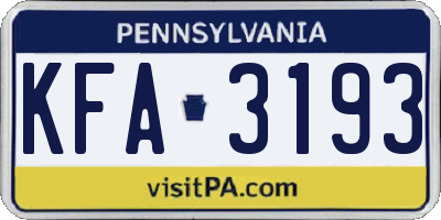 PA license plate KFA3193
