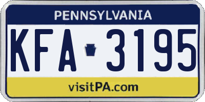 PA license plate KFA3195